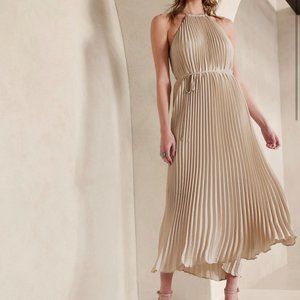 Banana Republic Silk Halter Pleated Maxi Dress